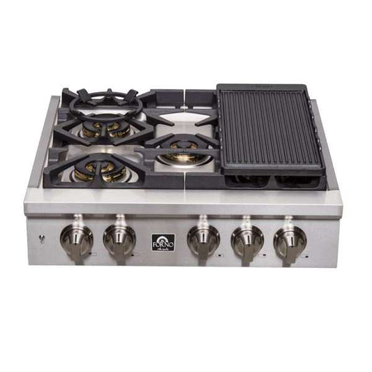 FORNO Spezia 30-Inch Gas Rangetop with 5 Sealed Burners, Stainless Steel (Model FCTGS5751-30)