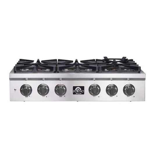 Forno Spezia 36-Inch Gas Rangetop with 6 Sealed Burners, Stainless Steel (Model FCTGS5751-36)
