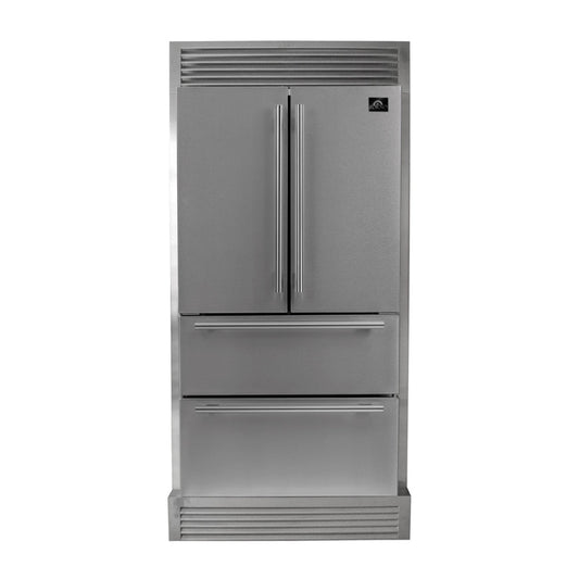 Forno Moena 40-Inch Built-In French Door Refrigerator, 19.2 cu ft, Stainless Steel, Ice Maker, Trim Kit (FFRBI1820-40SG)
