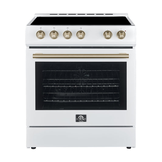 Forno Leonardo 30 Inch Freestanding Electric Range 5.0 cu ft White with Stainless Steel Handles FFSEL6012-30WHT