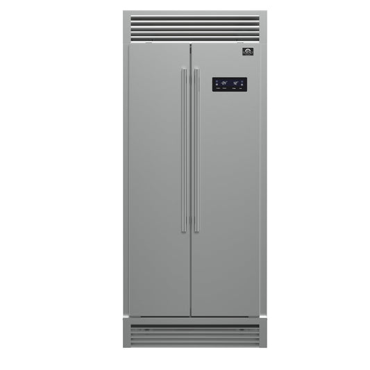 Forno Salerno 37-Inch Side-by-Side Built-In Refrigerator, 15.6 Cu. Ft., Stainless Steel with Grill Trim Kit (Model FFRBI1805-37SG)