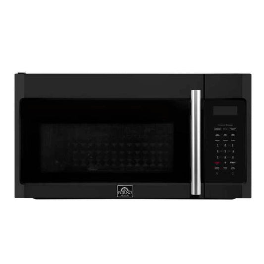 FORNO Fornace 30-Inch Over-the-Range Microwave, 1.5 cu. ft., 300 CFM Vent Fan, Black with Stainless Steel Accents (FOTR3038-30BLK)
