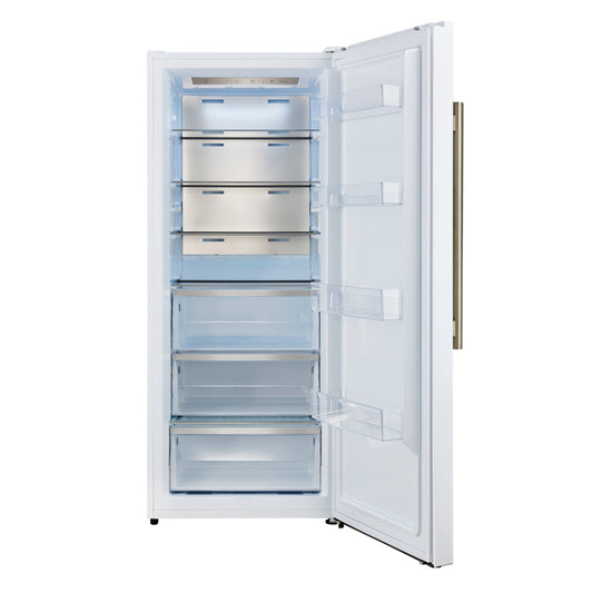FORNO Maderno 28-Inch Built-In Convertible Refrigerator Freezer, 13.6 Cu. Ft., Right Swing, White with Antique Brass Handle (FFFFD1722-28WHT-RS)