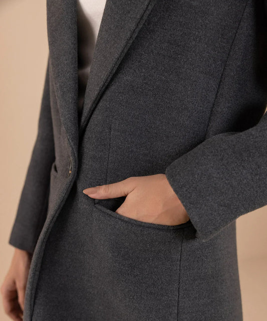 Petite Oversized Wool Coat – Korean Aesthetic Loose Fit for Petite Women