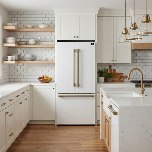 Forno Gallipoli 30-Inch French Door Refrigerator, 17.5 Cu. Ft., White, Ice Maker, Model FFFFD1974-31WHT