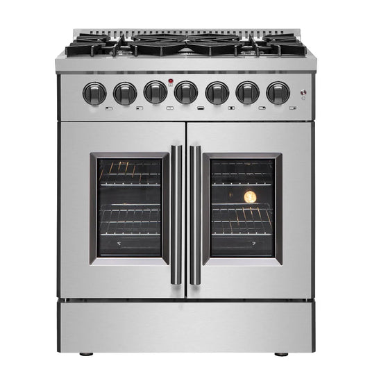 Forno Galiano 30-Inch Freestanding Dual Fuel Range with Gas Cooktop, Electric Oven, 4.32 Cu. Ft., Stainless Steel (FFSGS6356-30)