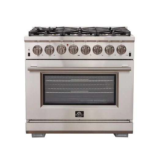Forno Capriasca 36-Inch Freestanding Dual Fuel Range, 5.36 Cu. Ft., Stainless Steel (FFSGS6187-36)