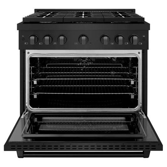ZLINE Paramount 36 in. Gas Range with Convection Oven, 5.2 cu. ft., 6 Burners, Black Stainless Steel (SGRB-36)