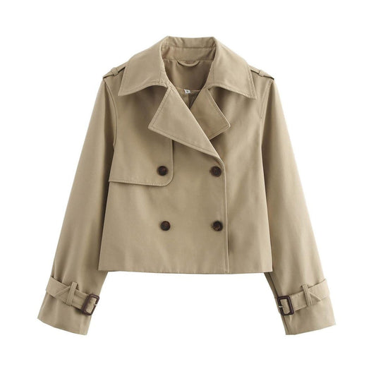 Petite Cropped Trench Jacket – Short Double-Breasted Petite Fit