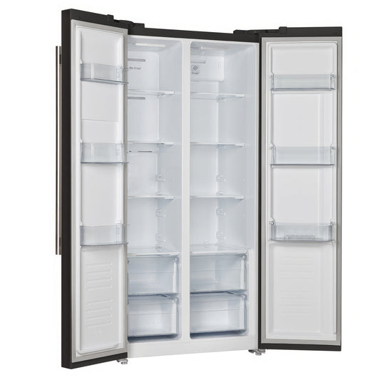 Forno Salerno 33-Inch French Door Refrigerator, 15.6 Cu. Ft., Black with Antique Brass Handles (Model FFRBI1805-33BLK)