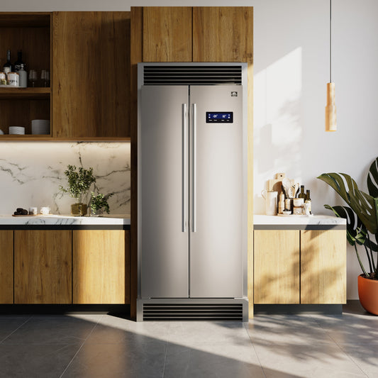 Forno Salerno 37-Inch Side-by-Side Built-In Refrigerator, 15.6 Cu. Ft., Stainless Steel with Grill Trim Kit (Model FFRBI1805-37SG)