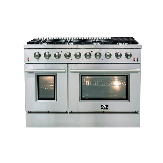 Forno Galiano 48-Inch Gas Range, 6.58 cu ft Oven, 8 Sealed Burners, Stainless Steel (Model FFSGS6244-48)