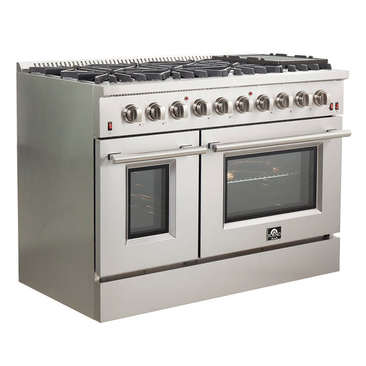 Forno Galiano 48-Inch Gas Range, 6.58 cu ft Oven, 8 Sealed Burners, Stainless Steel (Model FFSGS6244-48)