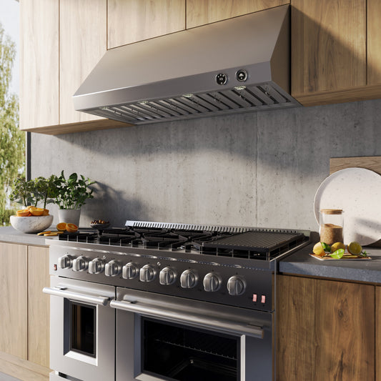 FORNO Biagio 48-Inch Wall-Mount Range Hood, 1200 CFM, Stainless Steel (Model FRHWM5009-48)