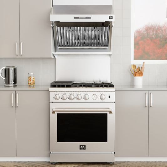 Forno Savona 30-Inch Wall-Mounted Range Hood with Backsplash, 600 CFM, Baffle Filters (Model FRHWM5029-30)