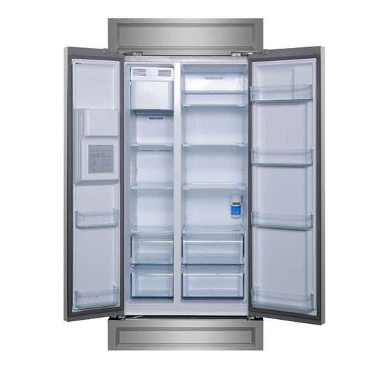 FORNO Salerno 40-Inch Built-In Side-by-Side Refrigerator, 20 Cu. Ft., Water & Ice Dispenser, Stainless Steel, FFRBI1844-40MG