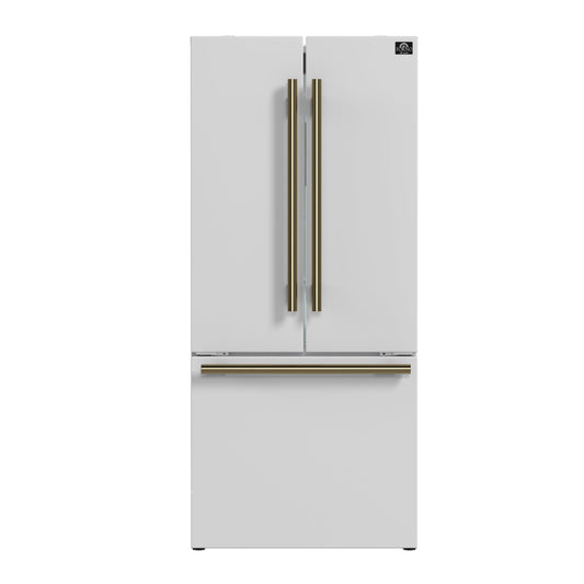 Forno Gallipoli 30-Inch French Door Refrigerator, 17.5 Cu. Ft., White, Ice Maker, Model FFFFD1974-31WHT