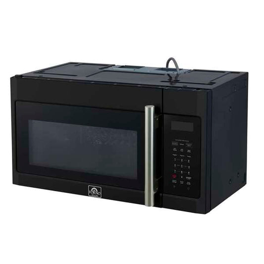 FORNO Fornace 30-Inch Over-the-Range Microwave, 1.5 cu. ft., 300 CFM Vent Fan, Black with Stainless Steel Accents (FOTR3038-30BLK)