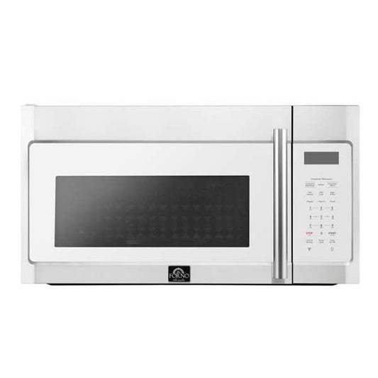 FORNO Fornace 30-Inch Over-the-Range Microwave, 1.5 cu ft, 300 CFM Venting, White with Stainless Steel Accents (FOTR3038-30WHT)