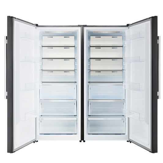 FORNO Maderno 60-Inch Convertible Refrigerator Freezer Combo, 27.2 cu ft, Dual Zone, Black with Stainless Steel Handles, Trim Kit Included – FFFFD1722-60MG-BLK