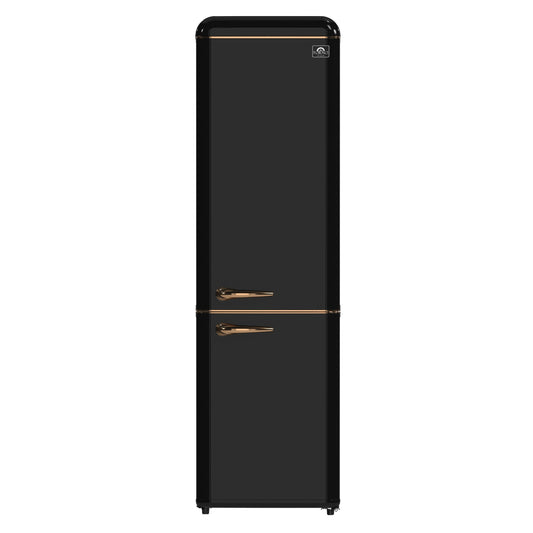 FORNO Storico 22-Inch Freestanding Retro Refrigerator, 9.0 cu. ft., Black with Copper Accents, Model FFFFD1745-22BLK