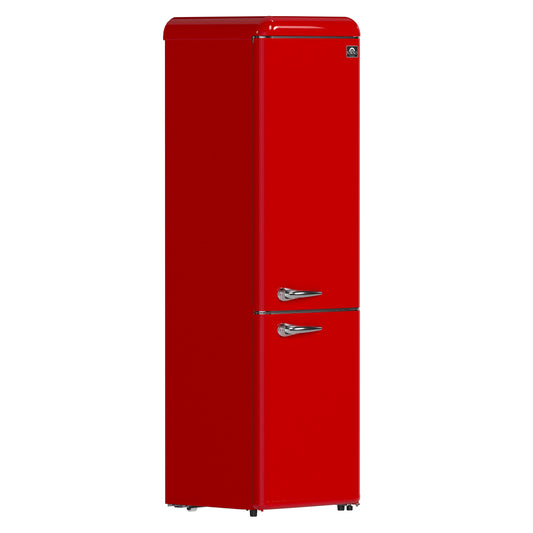 FORNO Storico 22-Inch Retro Freestanding Refrigerator, 9.0 cu ft, Red, Silver Handle, Model FFFFD1745-22RED