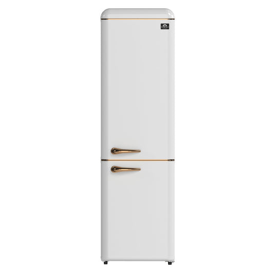 FORNO Storico 22-Inch Freestanding Retro Refrigerator, 9.0 cu. ft., White with Copper Accents, FFFFD1745-22WHT