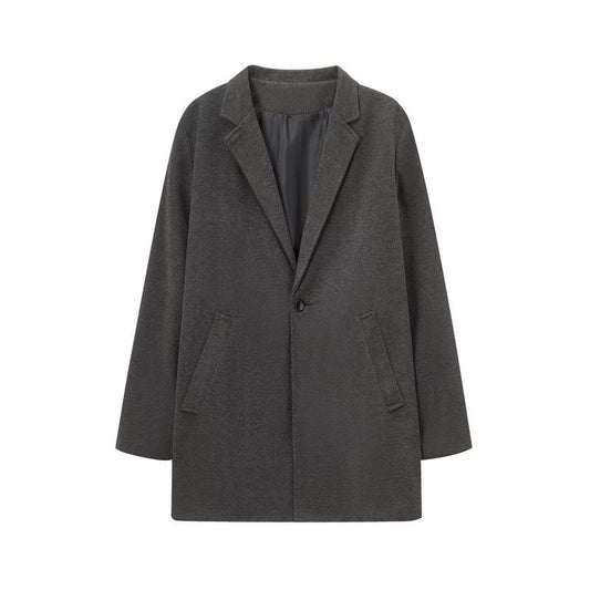 Petite Oversized Wool Coat – Korean Aesthetic Loose Fit for Petite Women