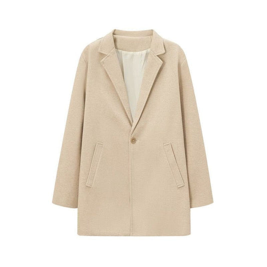 Petite Oversized Wool Coat – Korean Aesthetic Loose Fit for Petite Women