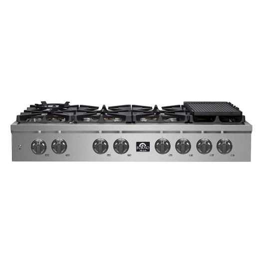 Forno Spezia 48-Inch 8-Burner Gas Rangetop with Griddle and Wok Ring, Stainless Steel (FCTGS5751-48)