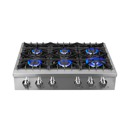 Forno LSEO 36-Inch Gas Rangetop, 6 Burners with Griddle, Stainless Steel – FCTGS5737-36