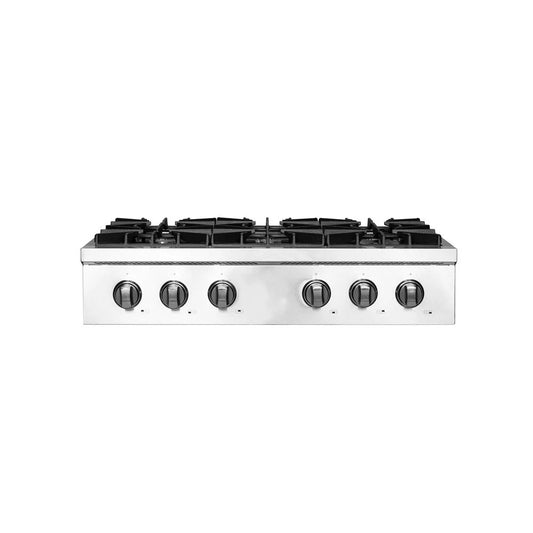 Forno LSEO 36-Inch Gas Rangetop, 6 Burners with Griddle, Stainless Steel – FCTGS5737-36