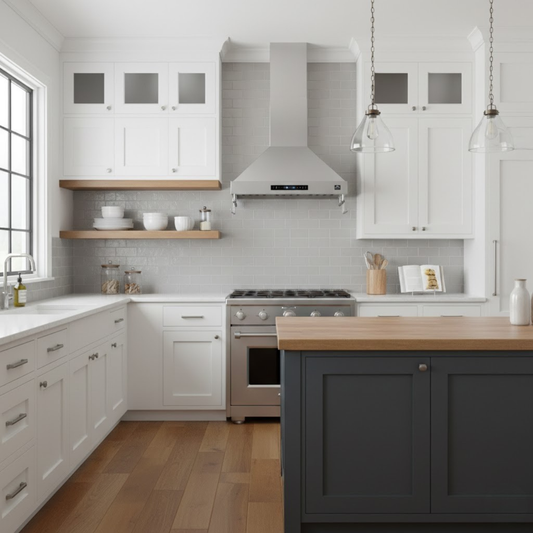 Forno Venezia 36-Inch Wall-Mounted Ducted Range Hood, 370 CFM, Stainless Steel, Touch Controls, LED Lighting (Model FRHWM5503-36)