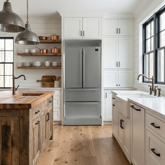 Forno Moena 40-Inch Built-In French Door Refrigerator, 19.2 cu ft, Stainless Steel, Ice Maker, Trim Kit (FFRBI1820-40SG)