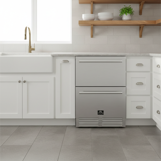FORNO Como 24-Inch Indoor/Outdoor Drawer Refrigerator, 4.87 Cu. Ft., Stainless Steel (FDROD1611-24S)