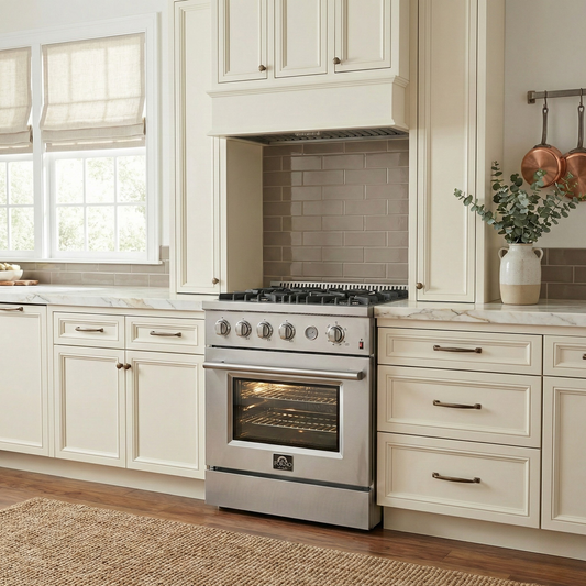 Forno Marco 30-Inch Gas Range with 4 Burners, Built-In Temperature Gauge, 4.32 cu. ft. Oven – Model FFSGS6277-30