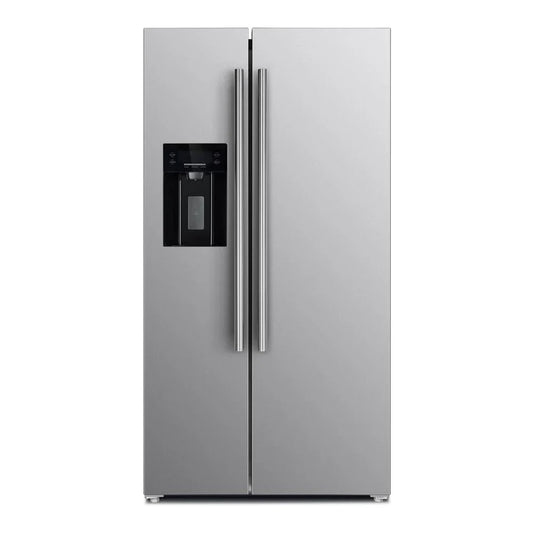 Forno 36-Inch Counter-Depth Side-by-Side Refrigerator, 20.0 Cu. Ft., Stainless Steel with Water and Ice Dispenser (FFRBI1844-36SB)