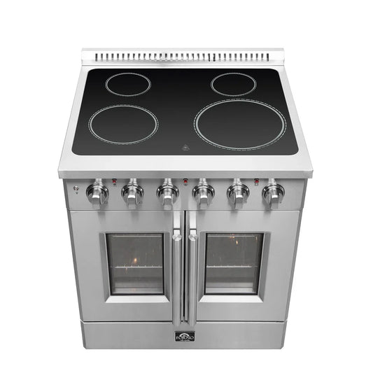 Forno Galiano 30-Inch Freestanding All-Electric Range with French Door Oven, 4.32 cu. ft., Stainless Steel (Model FFSEL6917-30)