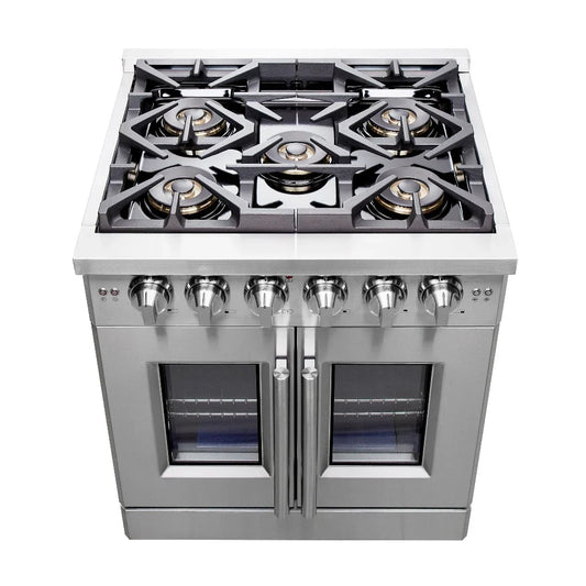 Forno Capriasca 30-Inch Freestanding All-Gas Range with French Door, 4.32 Cu. Ft., Stainless Steel (FFSGS6460-30)