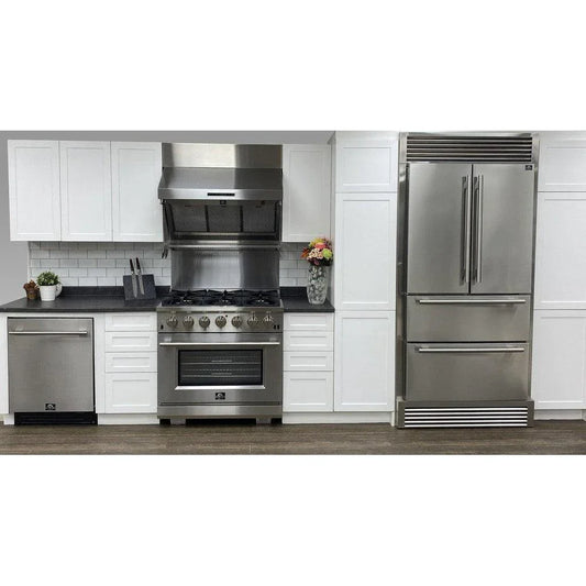 Forno Moena 36-Inch Counter-Depth French Door Refrigerator, 19 cu. ft., Stainless Steel with Decorative Grill Trim Kit (Model FFRBI1820-40SG)