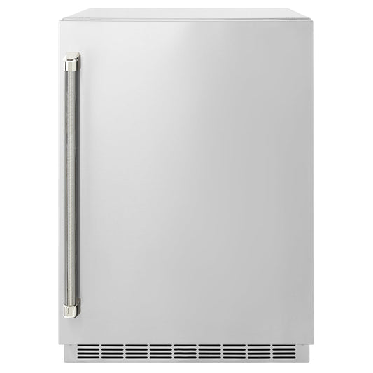 ZLINE Autograph 24" Touchstone 151 Can Beverage Fridge with Solid Stainless Steel Door and Polished Nickel Helix Handle, RBSOZ-ST-24-KPN